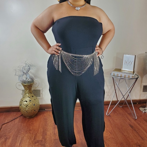 Summer Time Fine Side Slit Romper BLUE - Picture 6 of 9